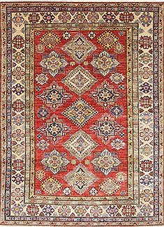 Pakistani Kazak Red Rectangle 6x9 ft Wool Carpet 26815