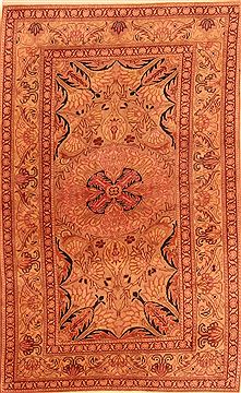 Turkish Kayseri Brown Rectangle 3x5 ft Wool Carpet 26821