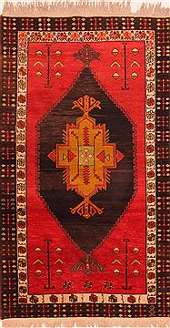 Turkish Kurdi Red Rectangle 4x6 ft Wool Carpet 26823
