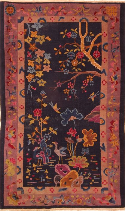 Asian Inspired Blue Hand Knotted 40 X 67 Area Rug 253-26824 Image 0