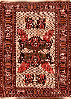 Persian Kurdi Red Rectangle 4x6 ft Wool Carpet 26826