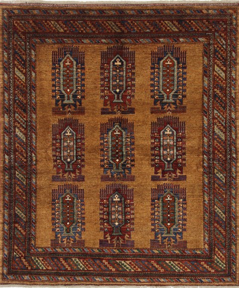 Chobi Green Hand Knotted 62 X 73 Area Rug 250-26837 Image 0