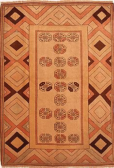 Turkish Gabbeh Brown Rectangle 5x7 ft Wool Carpet 26838