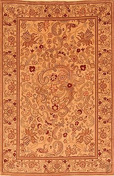 Romania Tabriz Brown Rectangle 4x6 ft Wool Carpet 26839