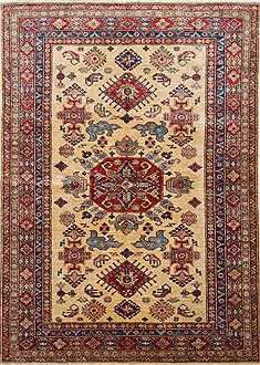 Pakistani Kazak Beige Rectangle 6x9 ft Wool Carpet 26841