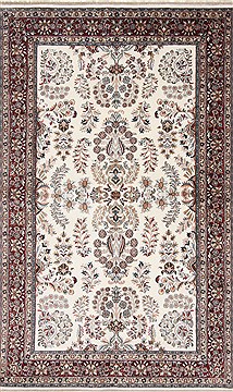 Isfahan White Hand Knotted 5'0" X 8'1"  Area Rug 250-26864