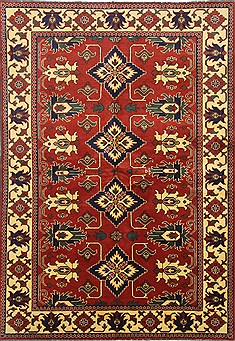 Pakistani Kazak Red Rectangle 5x8 ft Wool Carpet 26874