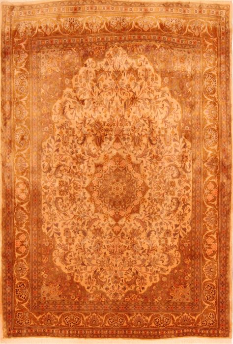 Tabriz Brown Hand Knotted 45 X 67 Area Rug 100-26878 Image 0