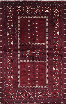 Afghan Turkman Beige Rectangle 5x8 ft Wool Carpet 26885