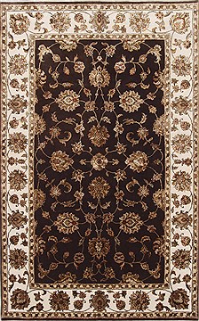 Indian Kashmar Beige Rectangle 5x8 ft Wool Carpet 26890