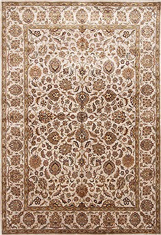 Indian Kashmar Beige Rectangle 6x9 ft Wool Carpet 26906