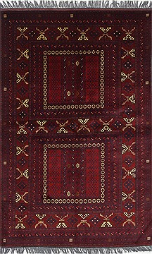 Afghan Turkman Blue Rectangle 5x8 ft Wool Carpet 26911
