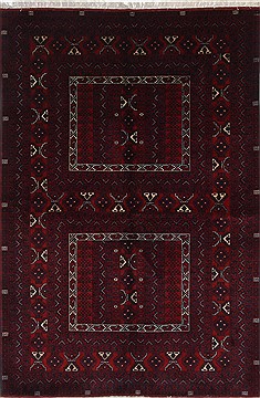 Afghan Turkman Blue Rectangle 5x8 ft Wool Carpet 26917