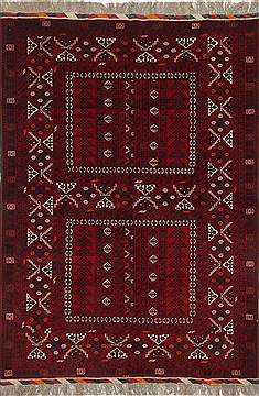 Afghan Turkman Blue Rectangle 5x8 ft Wool Carpet 26920