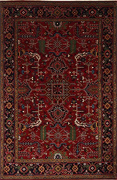 Indian Serapi Red Rectangle 6x9 ft Wool Carpet 26946