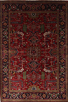 Indian Serapi Red Rectangle 6x9 ft Wool Carpet 26950