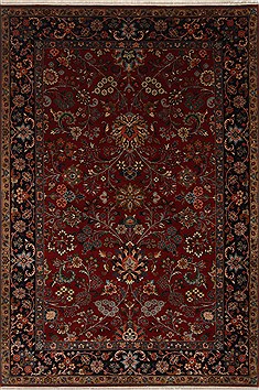 Indian sarouk Beige Rectangle 6x9 ft Wool Carpet 26951