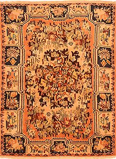 Bakhtiar Orange Hand Knotted 3'7" X 4'9"  Area Rug 100-26954