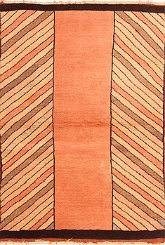 Gabbeh Orange Hand Knotted 3'3" X 4'8"  Area Rug 100-26957