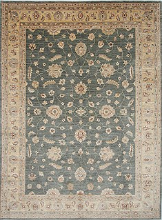 Indian Pishavar Beige Rectangle 9x12 ft Wool Carpet 26958