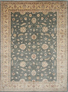 Indian Pishavar Beige Rectangle 9x12 ft Wool Carpet 26958