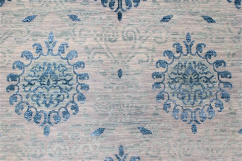 Modern Blue Hand Knotted 910 X 142 Area Rug 250-26960 Image 5