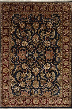 Indian Jaipur Blue Rectangle 6x9 ft Wool Carpet 26968