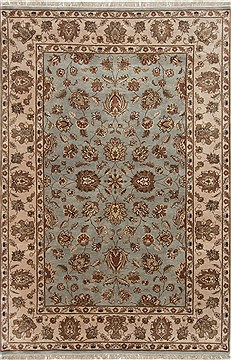 Indian Jaipur Blue Rectangle 6x9 ft Wool Carpet 26975