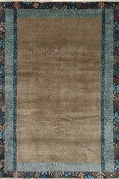 Indian Gabbeh Brown Rectangle 6x9 ft Wool Carpet 26984