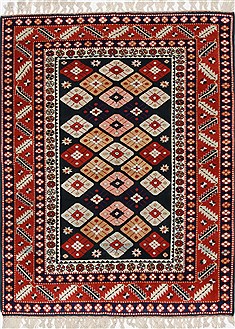 Turkish Turkman Multicolor Rectangle 5x7 ft Wool Carpet 27002