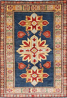 Pakistani Kazak Blue Rectangle 5x7 ft Wool Carpet 27010