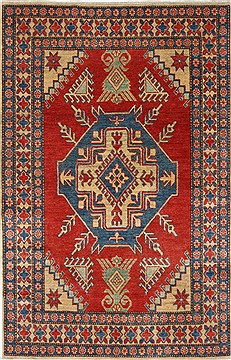 Pakistani Kazak Red Rectangle 4x6 ft Wool Carpet 27012