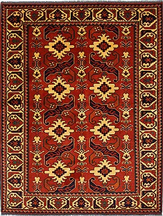 Pakistani Kazak Red Rectangle 5x7 ft Wool Carpet 27013