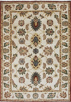Egyptian Chobi Beige Rectangle 5x8 ft Wool Carpet 27027