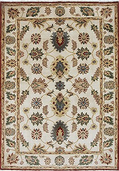 Egyptian Chobi Beige Rectangle 5x8 ft Wool Carpet 27027