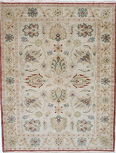 Egyptian Chobi Beige Rectangle 5x8 ft Wool Carpet 27031