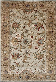 Egyptian Chobi Beige Rectangle 5x7 ft Wool Carpet 27036