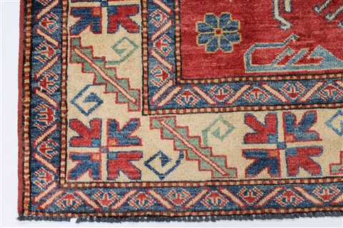 Kazak Green Hand Knotted 44 X 63 Area Rug 250-27038 Image 5