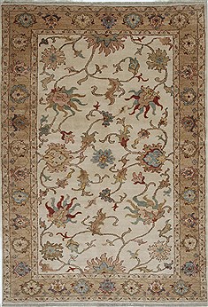 Egyptian Chobi Beige Rectangle 5x7 ft Wool Carpet 27039