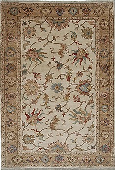 Egyptian Chobi Beige Rectangle 5x7 ft Wool Carpet 27039