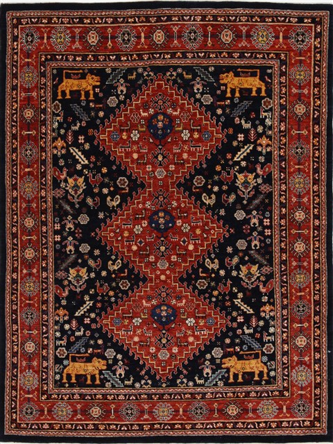 Gabbeh Red Hand Knotted 50 X 67 Area Rug 250-27076 Image 0