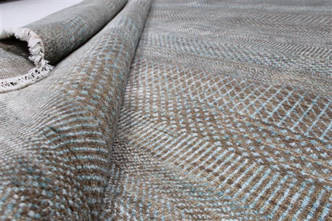 Modern Grey Hand Knotted 120 X 1410 Area Rug 250-27079 Image 1