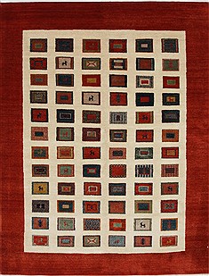 Indian Gabbeh Multicolor Rectangle 5x7 ft Wool Carpet 27088