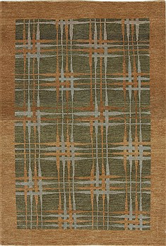 Pakistani Modern Beige Rectangle 5x7 ft Wool Carpet 27093