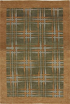 Pakistani Modern Beige Rectangle 5x7 ft Wool Carpet 27093