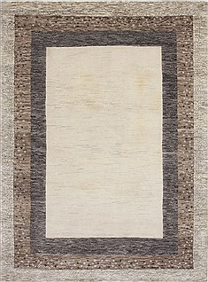 Indian Gabbeh Beige Rectangle 6x9 ft Wool Carpet 27099