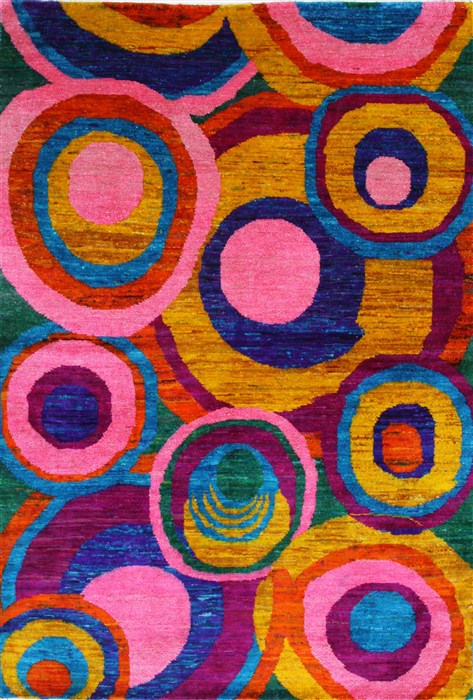 Modern Multicolor Hand Knotted 50 X 73 Area Rug 250-27101 Image 0