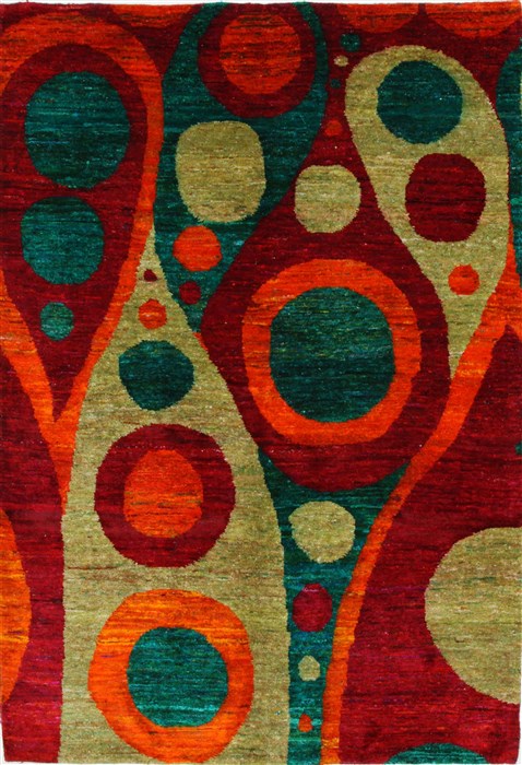 Modern Green Hand Knotted 50 X 74 Area Rug 250-27110 Image 0