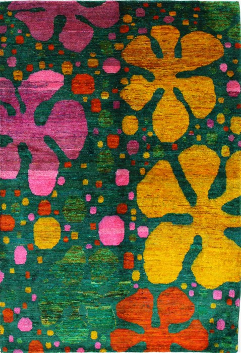 Modern Multicolor Hand Knotted 50 X 71 Area Rug 250-27113 Image 0