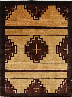 Pakistani Modern Brown Rectangle 5x7 ft Wool Carpet 27119